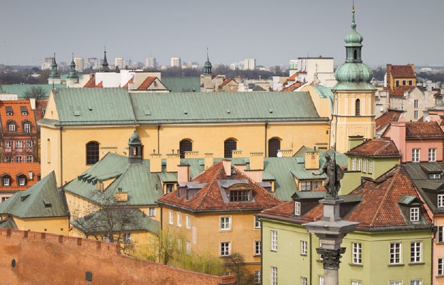 Kościół św. Marcina w Warszawie widziany z wieży kościoła św. Anny