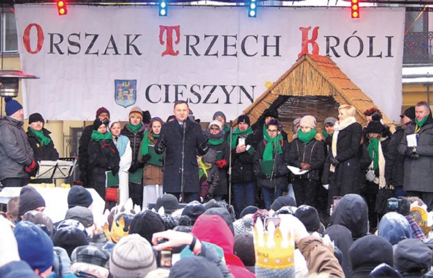 Prezydent Andrzej Duda przemawia na Orszaku w Cieszynie