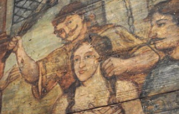 Scena męczeństwa św. Barbary namalowana w Mikuszowicach