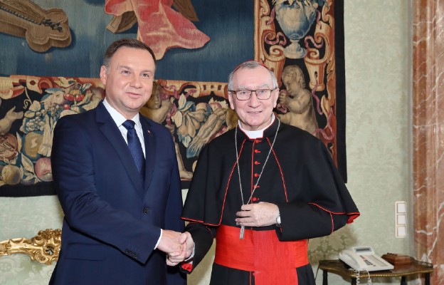 Prezydent Andrzej Duda i kard. Parolin