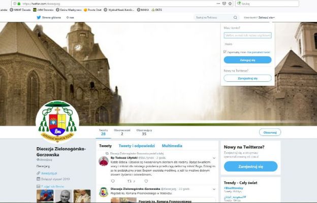 Tak wygląda profil diecezji zielonogórsko - gorzowskiej na Twitterze