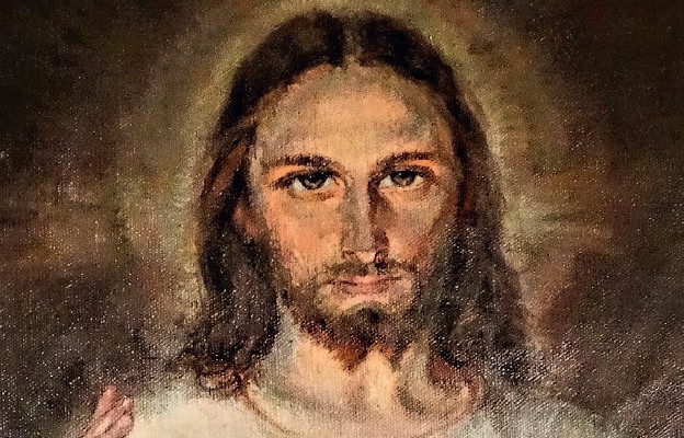 Fragment obrazu Miłosierdzia Bożego pędzla Adolfa Hyły z Siemiatycz,
własność prywatna