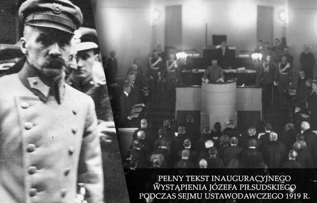 Józef Piłsudski podczas inauguracyjnego posiedzenia Sejmu Ustawodawczego
w gmachu Instytutu Aleksandryjsko-Maryjskiego w Warszawie (1919 r.)
