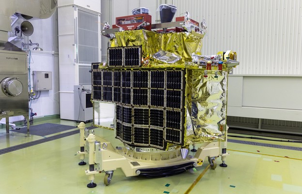 Zdjęcie udostępnione przez Japan Aerospace Exploration Agency (JAXA) przedstawia model ądownika SLIM.