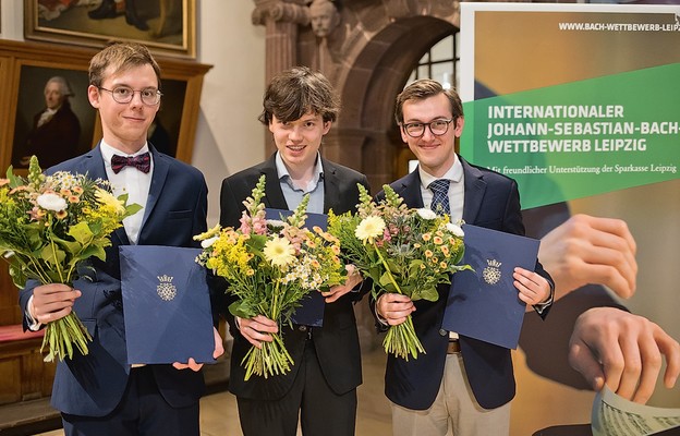 Laureaci Międzynarodowego Konkursu im. Jana Sebastiana Bacha w kategorii organy (od lewej: Jakub Moneta, Julian Emanuel Becker, Grant Smith)