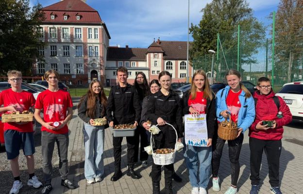 Wolontariusze Szkolnego Koła Caritas w Zespole Szkół w Rzepinie w miniony wtorek rozprowadzali sadzonki żonkili w ramach akcji Pola Nadziei